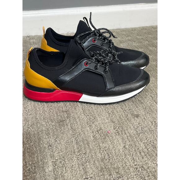 Aldo Size 9 Black Red Yellow Sneakers worn once Very Comfortable‎ - Picture 1 of 7